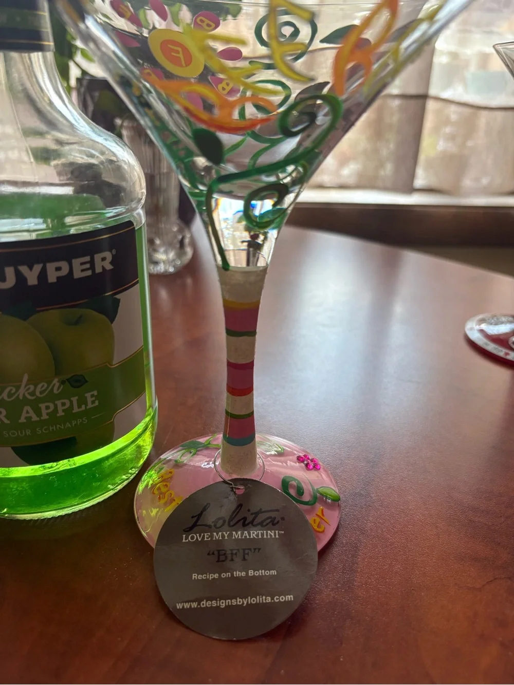 Lolita Best Friends Forever Green and PinkTheme Swirl Martini Glass